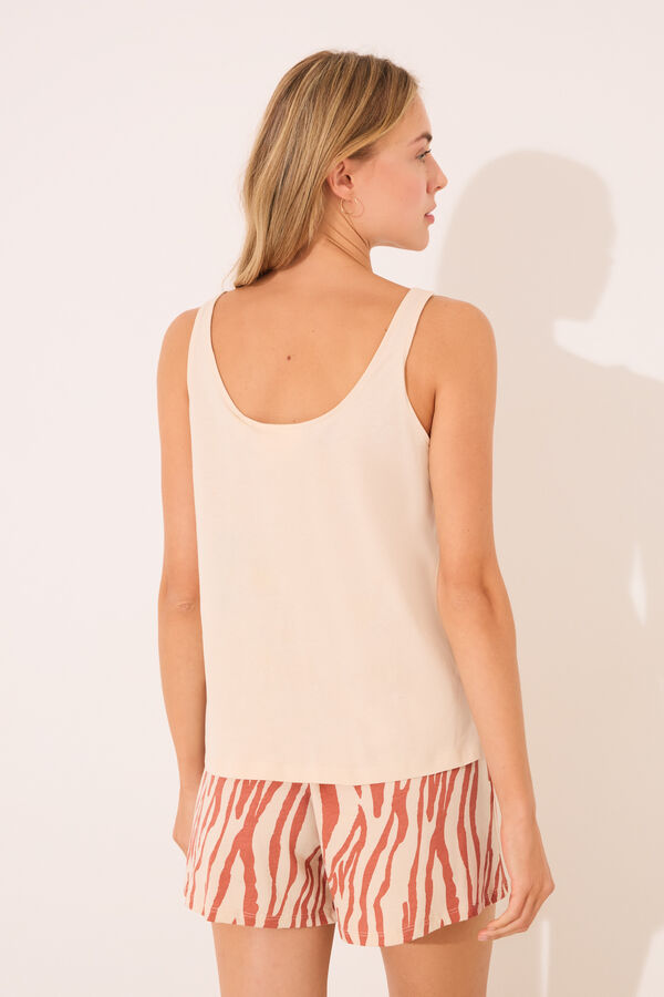 Women'secret Pijama curto estampado Rei Le&atilde;o cru