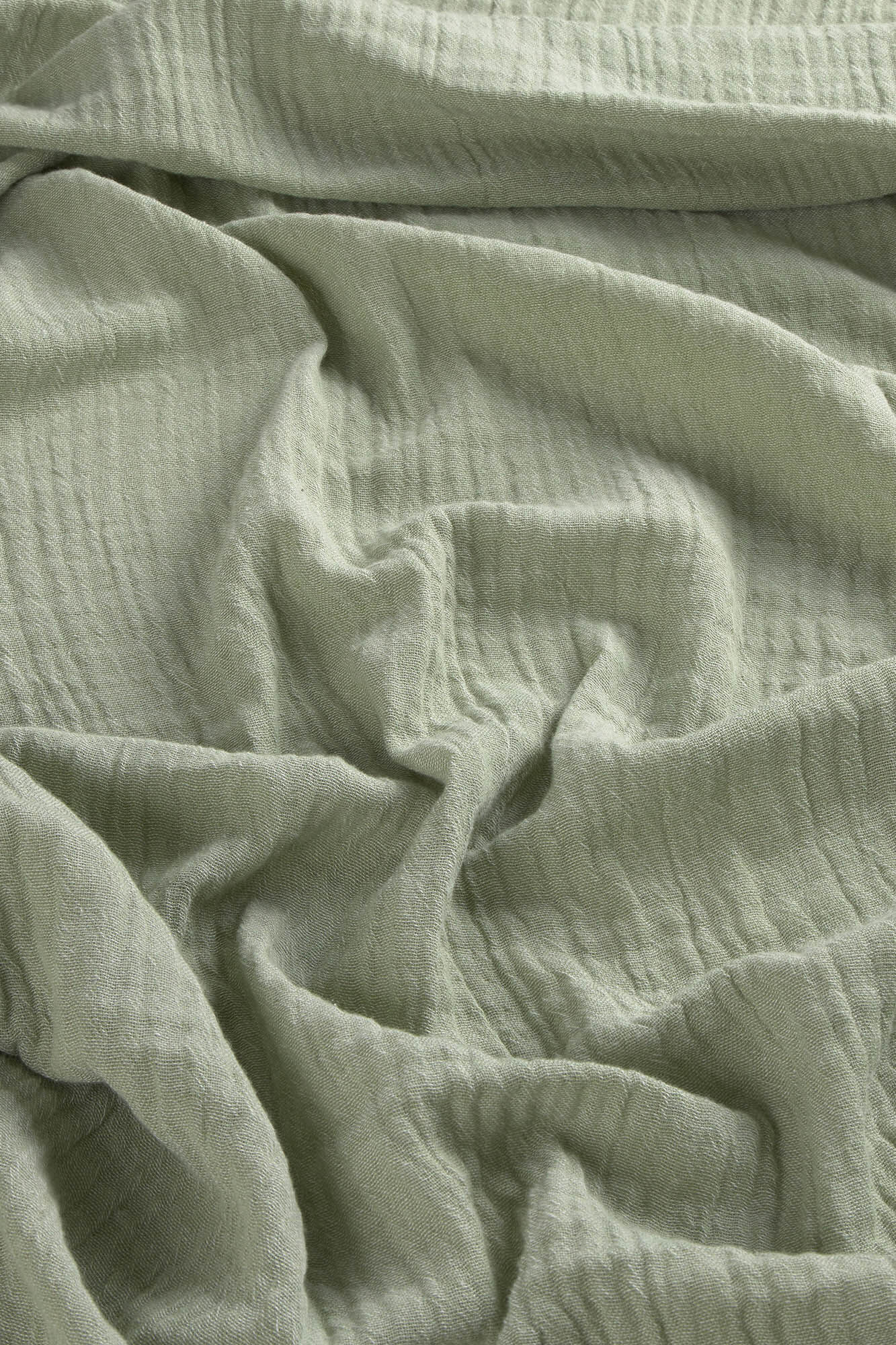 Calma House Colcha de muselina de algod&oacute;n en color verde Layer