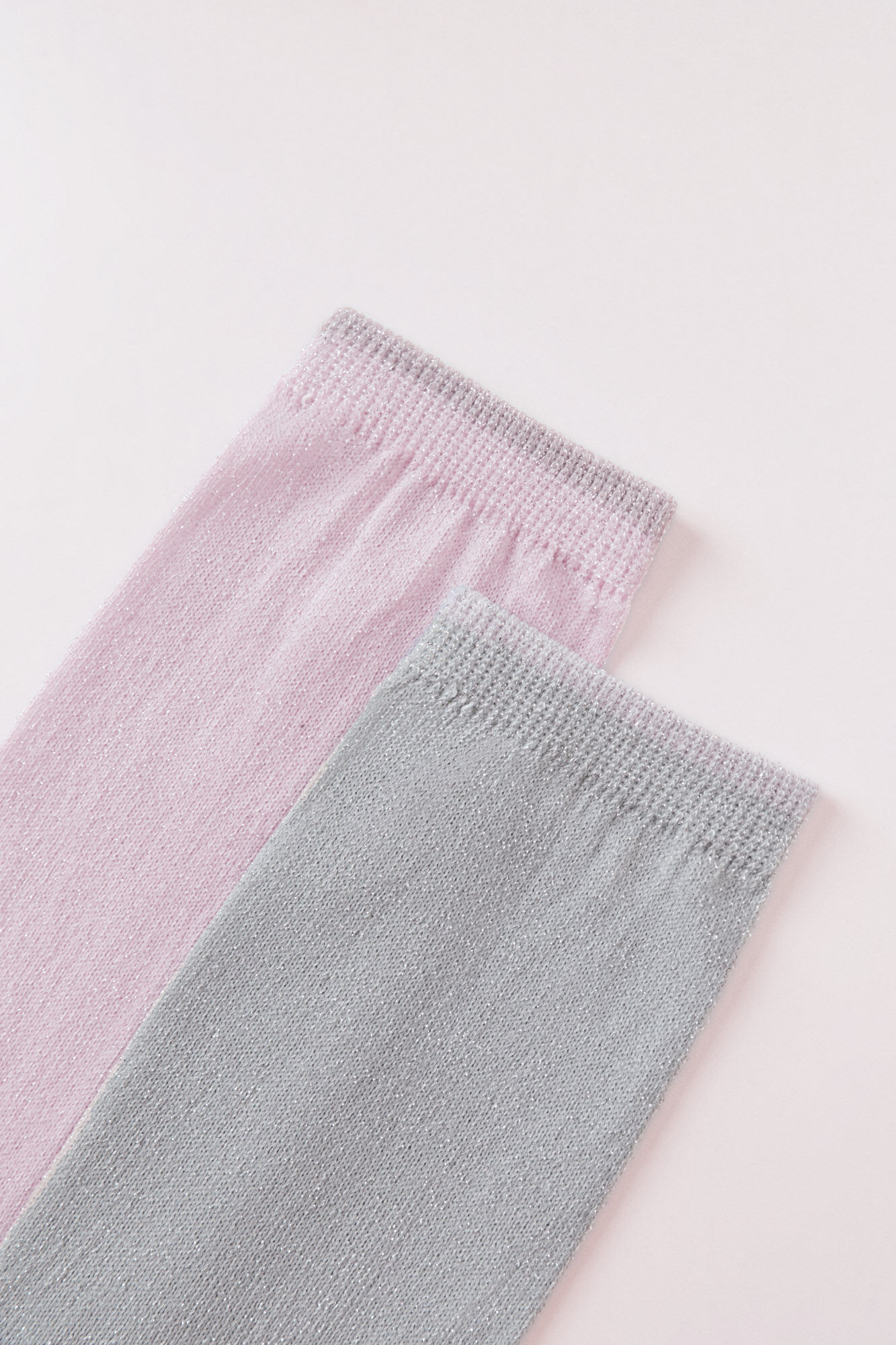 HI&BYE Pack 2 calcetines rosa y gris lurex