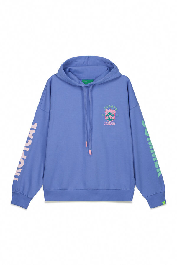 HI&BYE Sweatshirt com capuz em felpa de algod&atilde;o azul azul