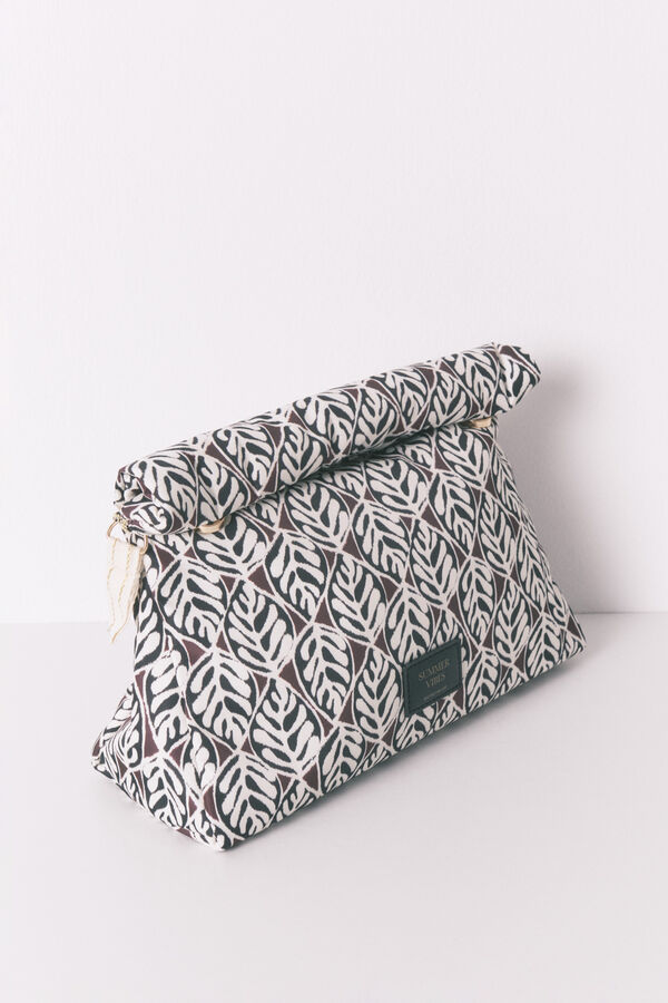 Women'secret Grande nécessaire de higiene acolchoada com estampa de folhas  castanho