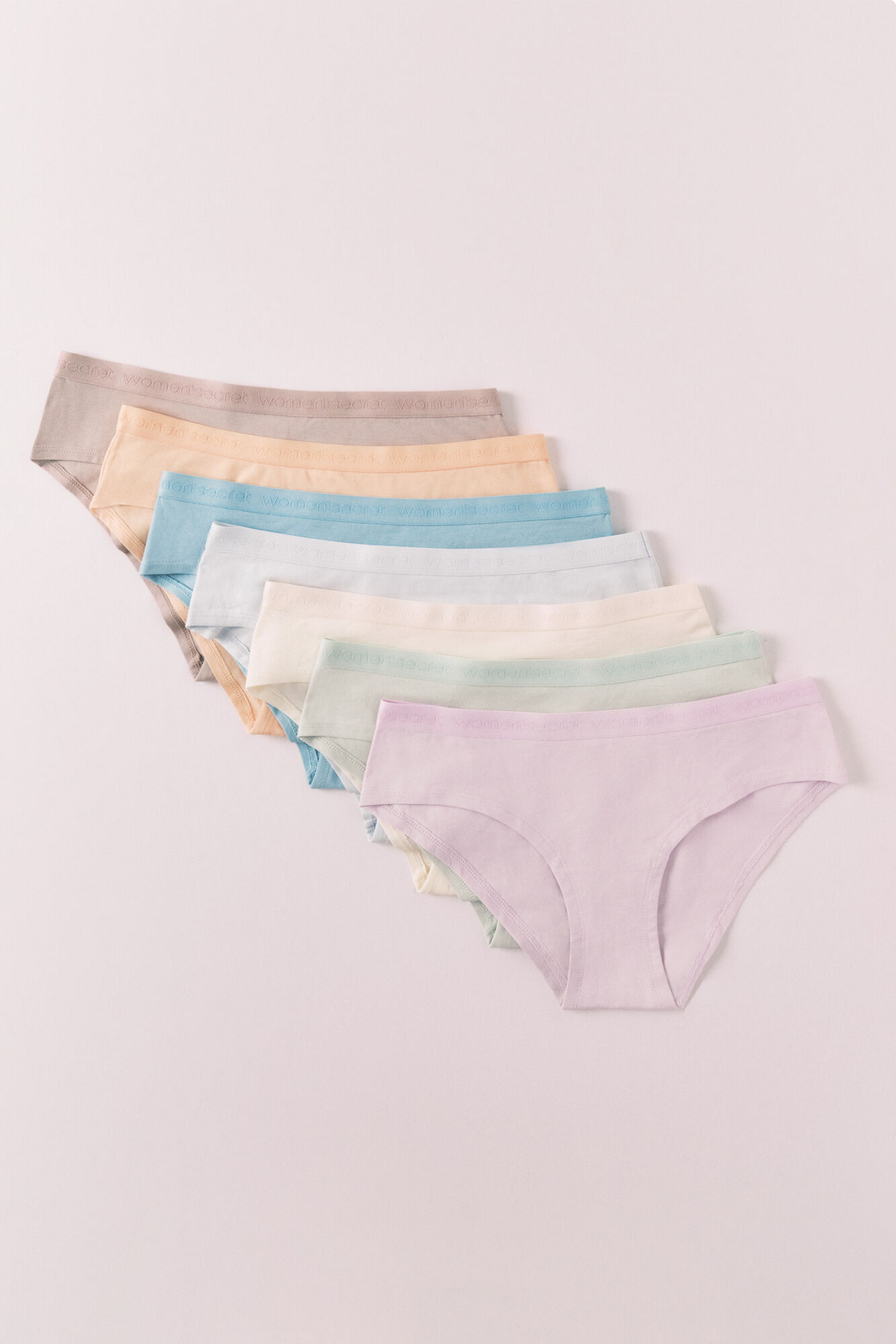 Women'secret Pack 7 cuecas largas em algod&atilde;o lisas logo
