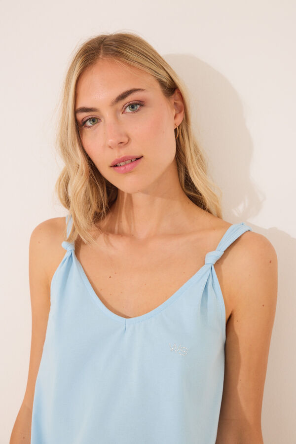 Women'secret Pijama Capri azul paisley 100% algodão azul