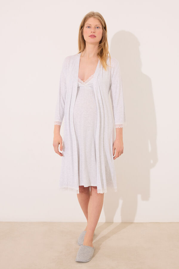 Women'secret Robe midi "maternity" cinza com soft touch cinzento