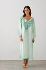 Textura T&uacute;nica algod&oacute;n detalle bordado verde