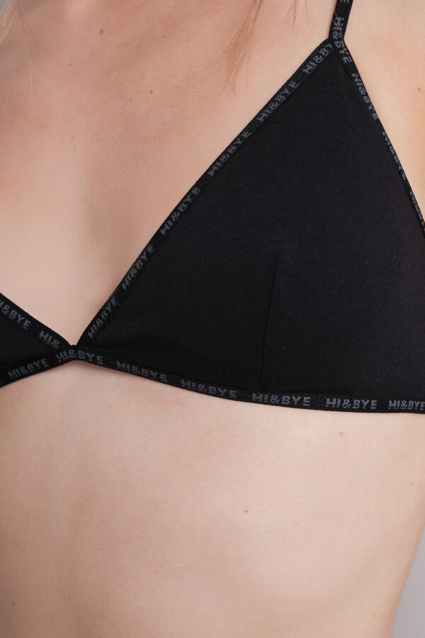 HI&BYE Soutien triangular de algod&atilde;o preto com copas remov&iacute;veis preto