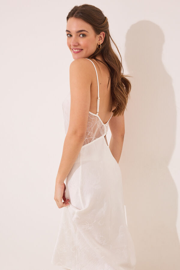Women'secret Camis&oacute;n midi sat&eacute;n blanco marfil