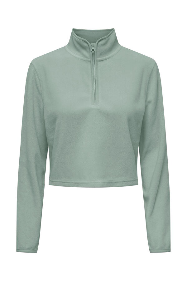 Only Play Sweatshirt cropped com gola com fecho-&eacute;clair azul