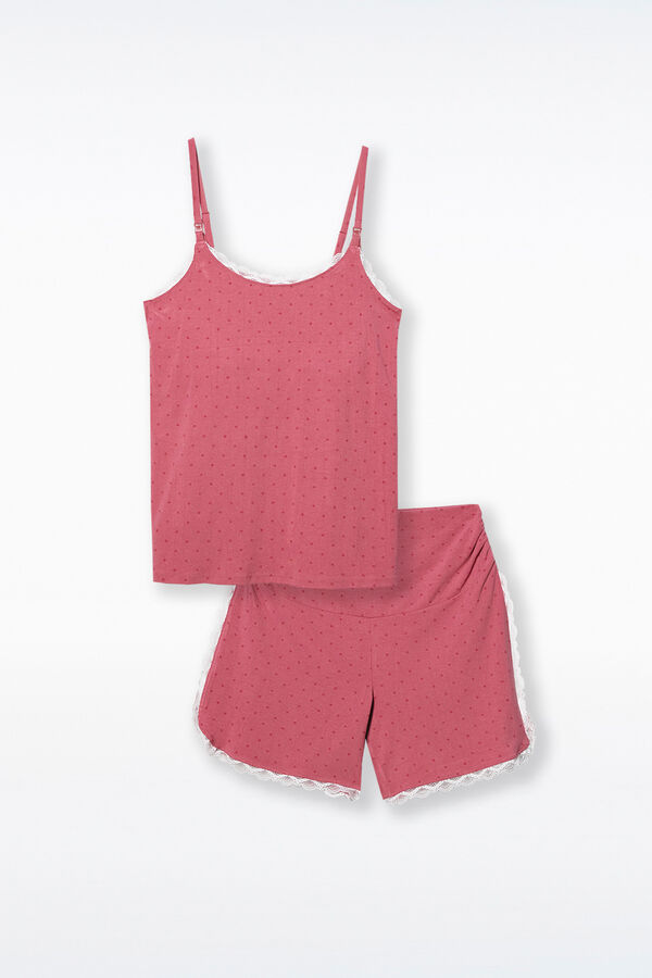 Ohma! Conjunto pijama pré-mamã com estampado de bolinhas rosa