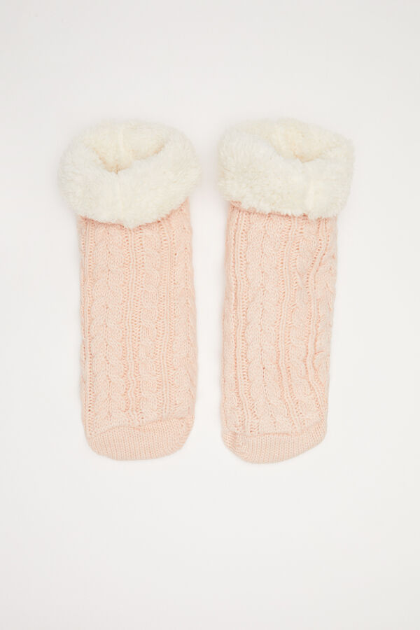 Women'secret Calcetines bota punto pelo rosa rosa