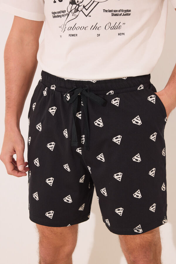 Women'secret Pijama curto Superman de algodão marfim bege