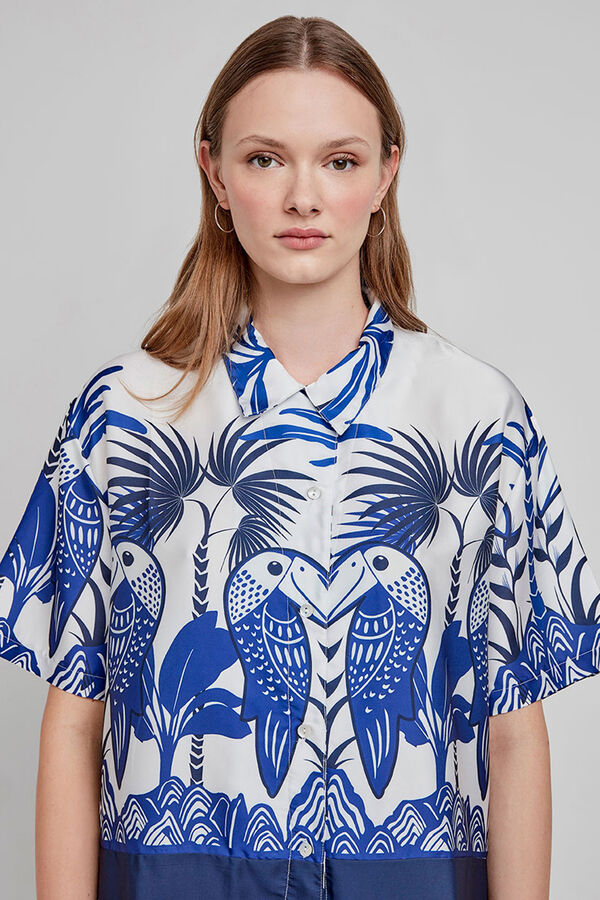 Gisela Camisa de pijama com estampado tropical branco