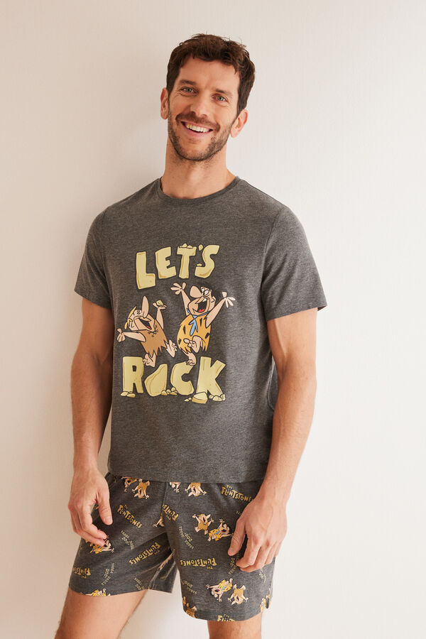 Women'secret Pijama corto hombre algod&oacute;n Los Picapiedras gris