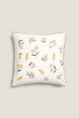 Textura Capa travesseiro algod&atilde;o flores estampado