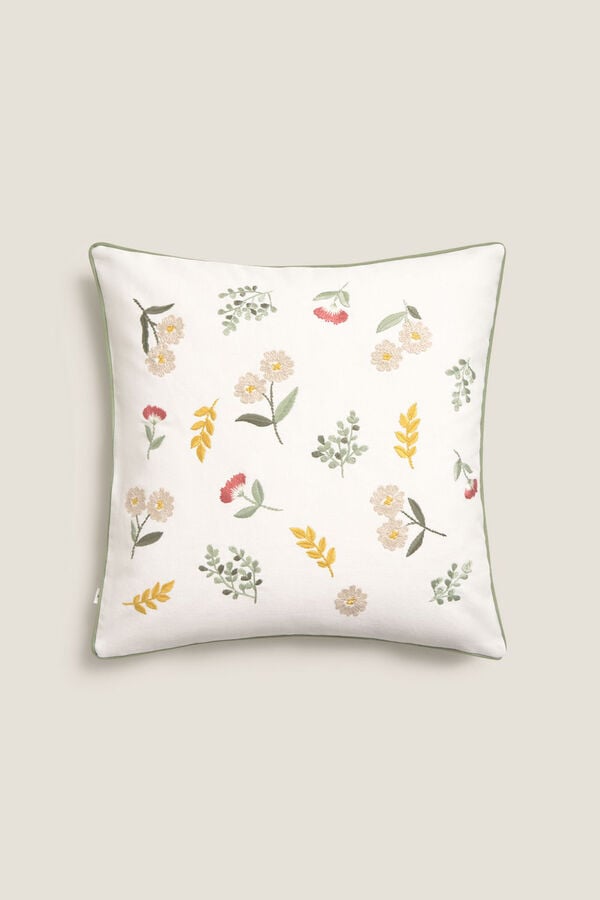 Textura Capa travesseiro algod&atilde;o flores estampado