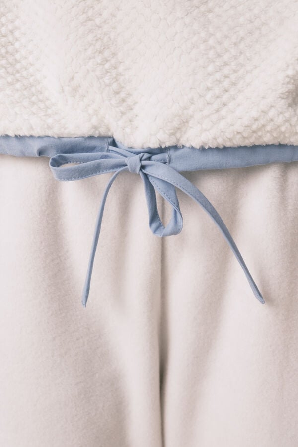 Women'secret Pijama largo polar Jaquard  marfil