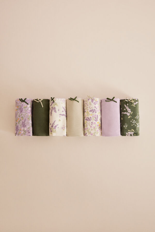 Women'secret Pack 7 bragas brasile&ntilde;as algod&oacute;n lavanda verde