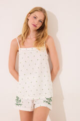 Women'secret Pijama corto tirantes algod&oacute;n estampado verde blanco