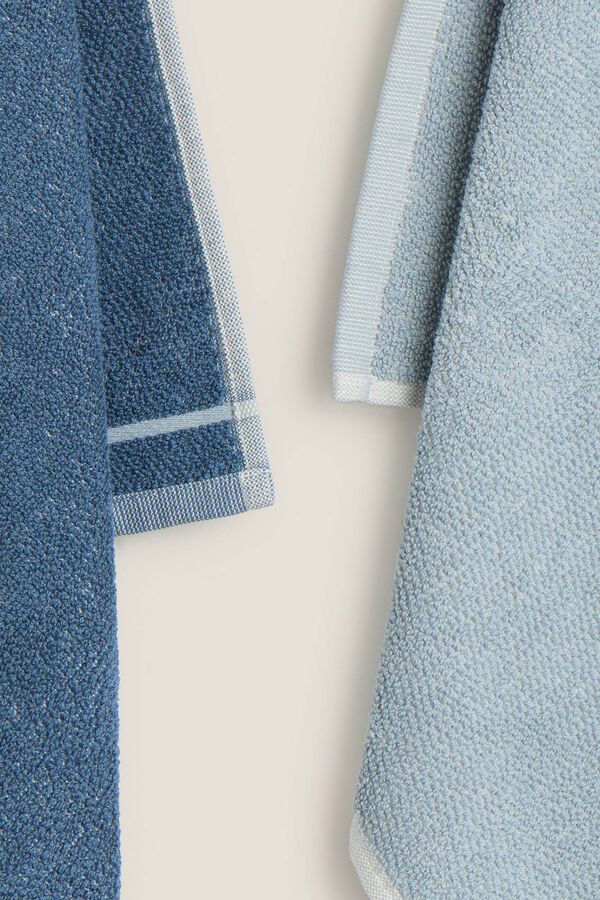 Textura Conjunto de 2 panos felpudos de algod&atilde;o azul