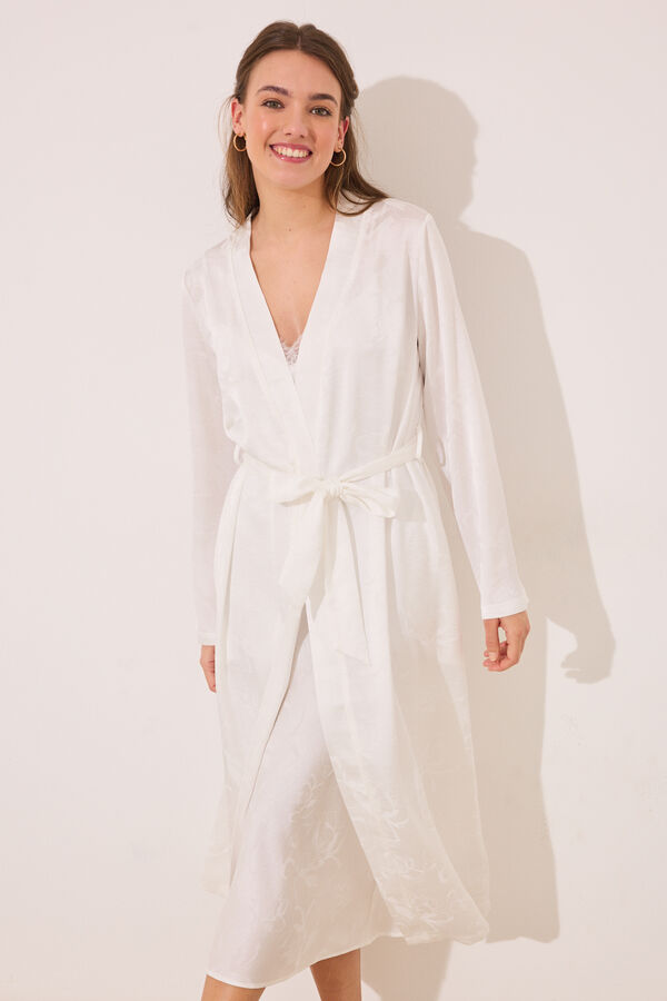 Women'secret Bata larga sat&eacute;n blanca marfil