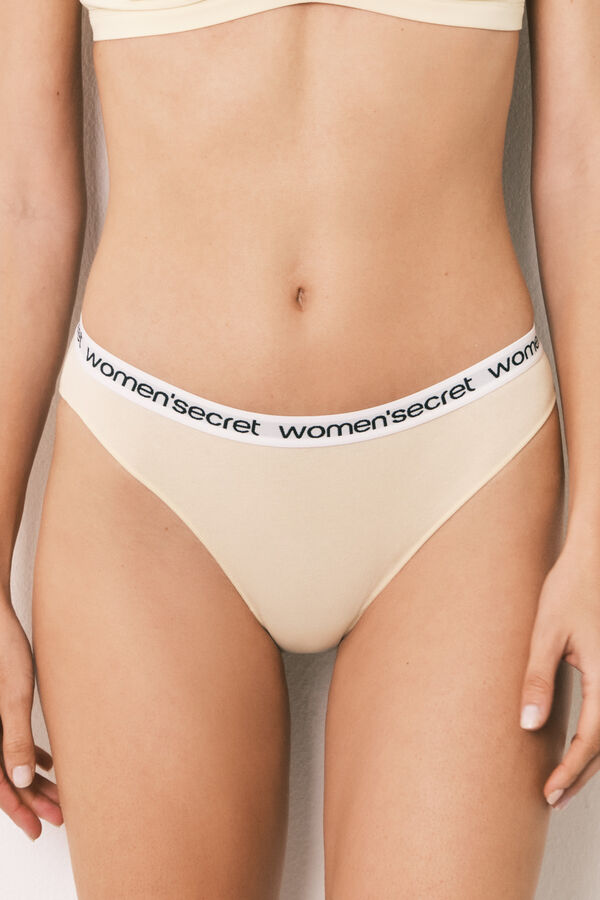 Women'secret Pack 7 cuecas cl&aacute;ssicas em algod&atilde;o lisas logo branco