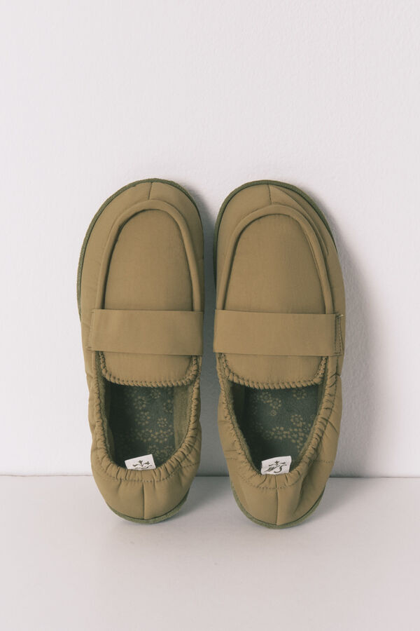 Women'secret Chinelos de quarto mocassim verde caqui