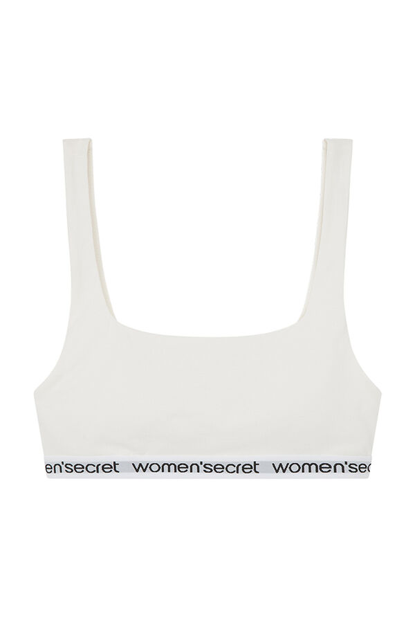 Women'secret Top algod&oacute;n logo blanco marfil