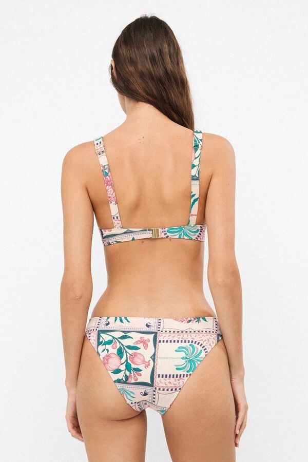 Gisela Cueca de biqu&iacute;ni estampado mosaico tropical branco
