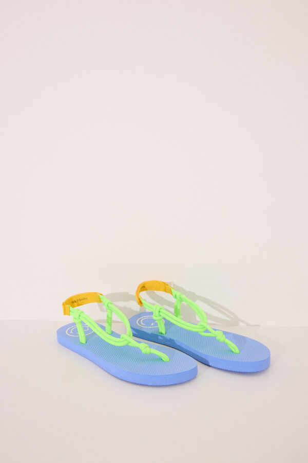 Women'secret Chanclas SmileyWorld® tiras cuerda verde blanco