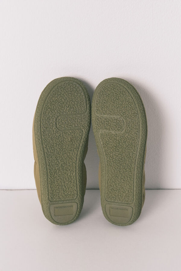 Women'secret Chinelos de quarto mocassim verde caqui