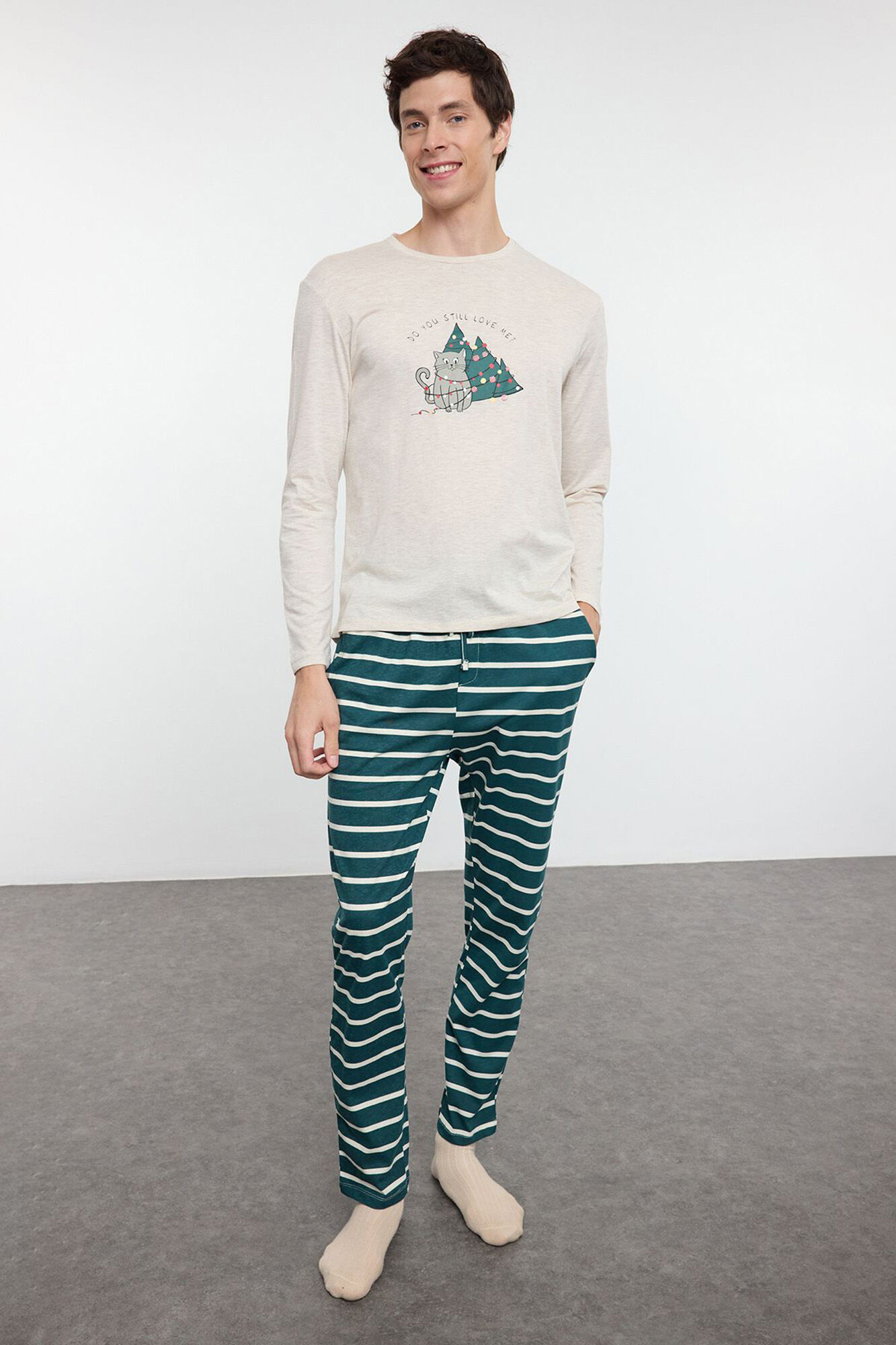 Trendyol Pijama de rayas navide&ntilde;o