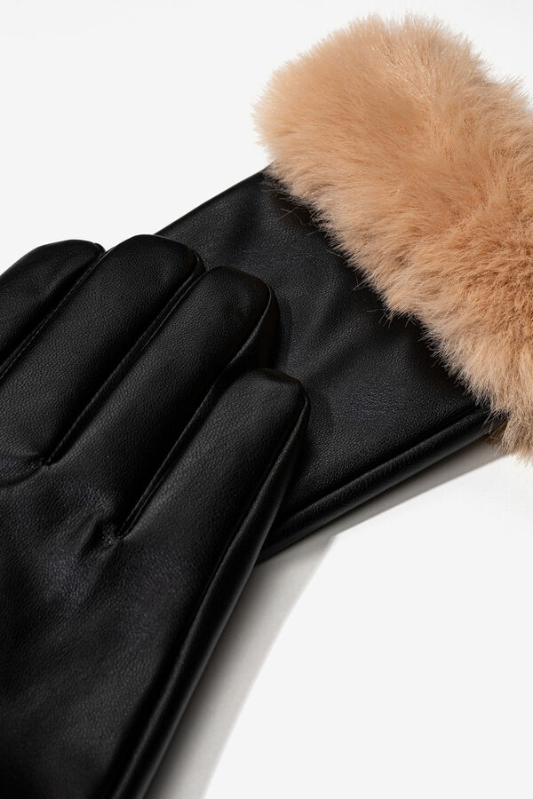 Vilanova Guantes con Efecto Piel y Pelo negro