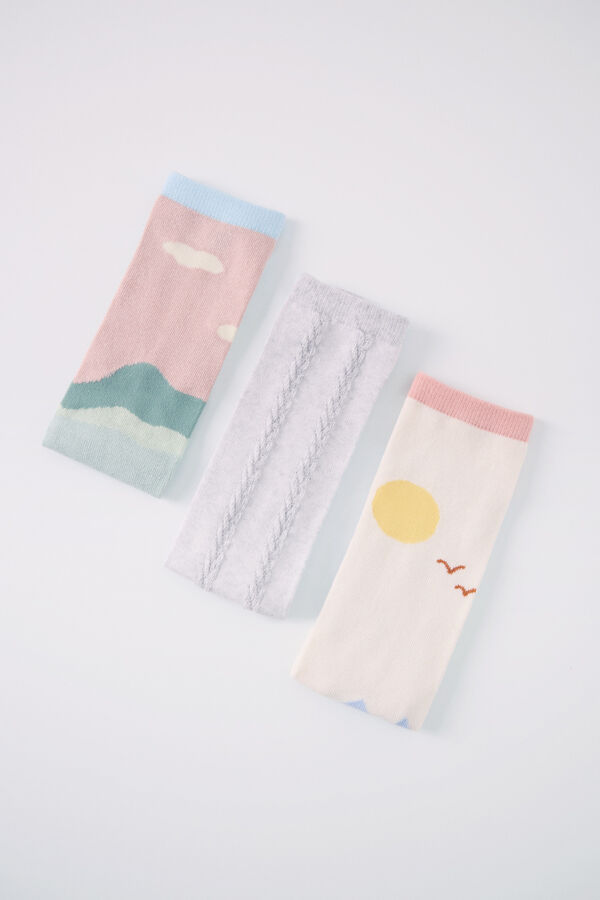 Women'secret Pack 3 calcetines altos paisaje estampado