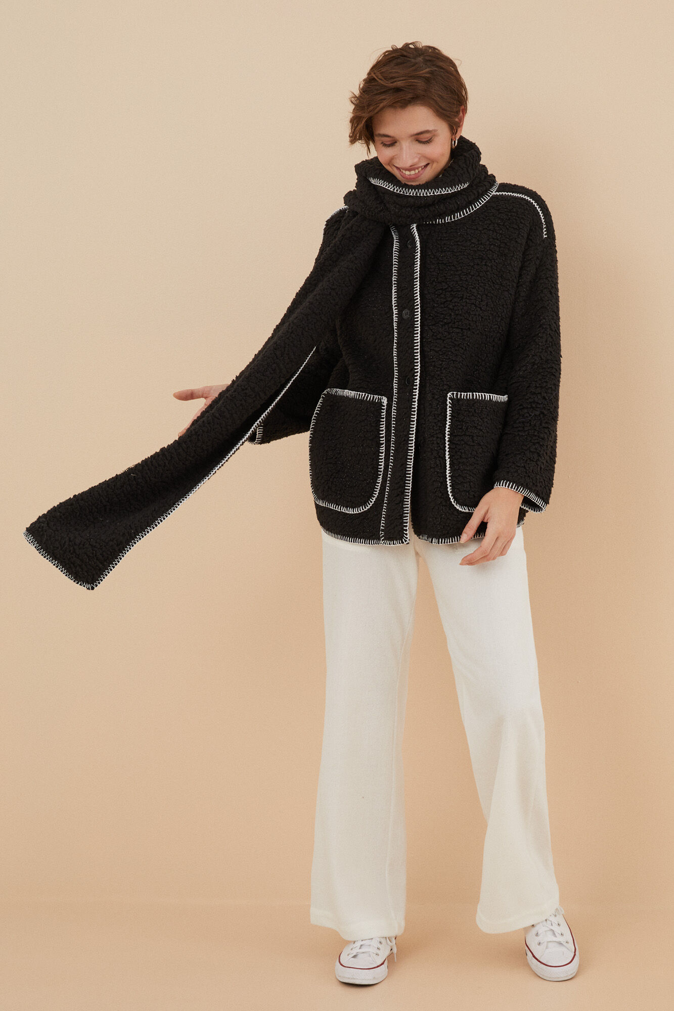 Women'secret Robe borrego l&uacute;rex com cachecol