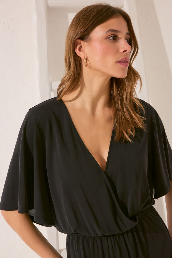 Women'secret Mono largo negro cintura el&aacute;stica negro