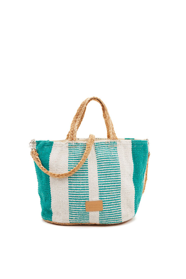 Abbacino Cesta pequena de ráfia riscas azul