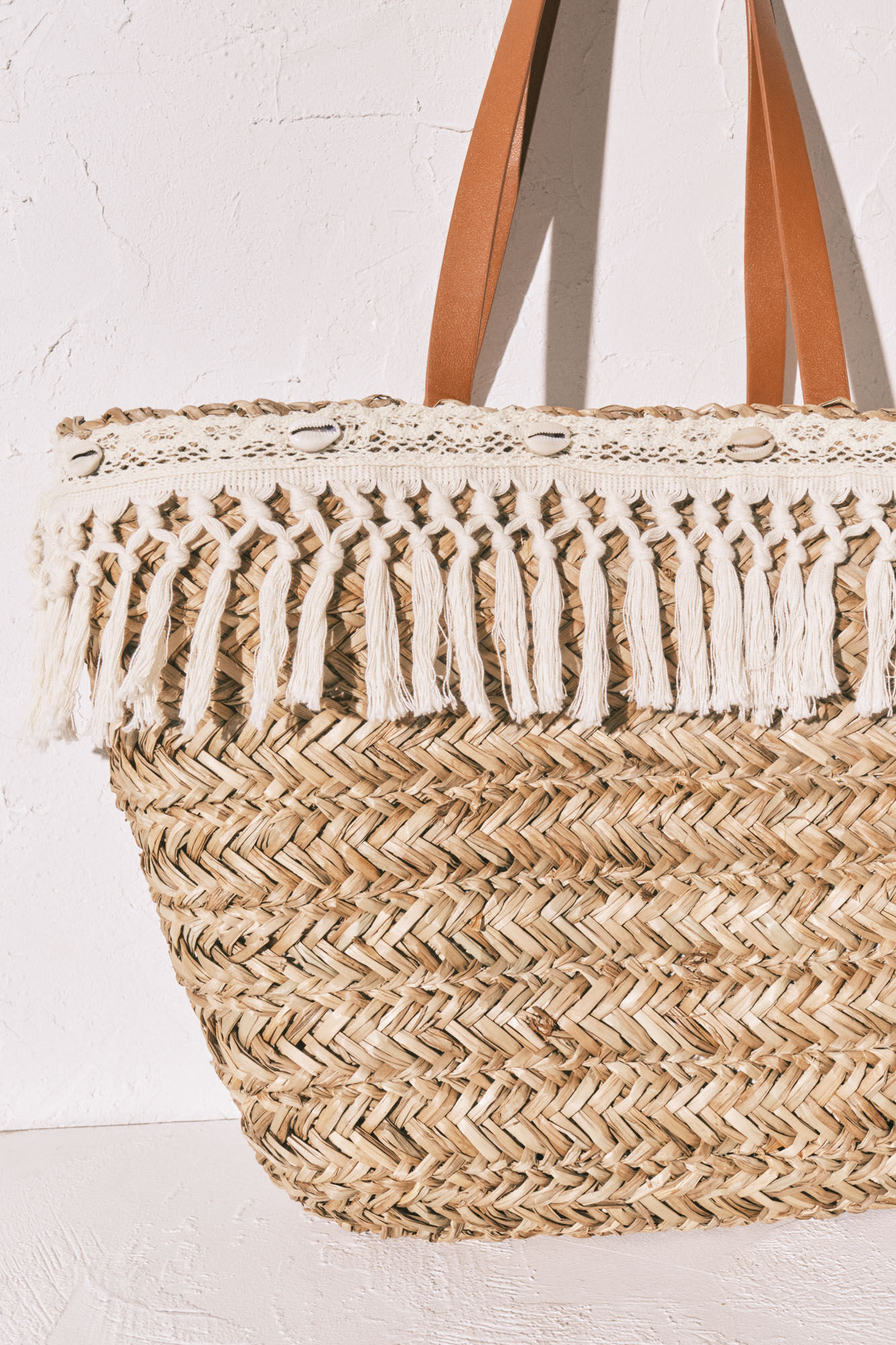 Women'secret Mala grande cesto em r&aacute;fia e crochet