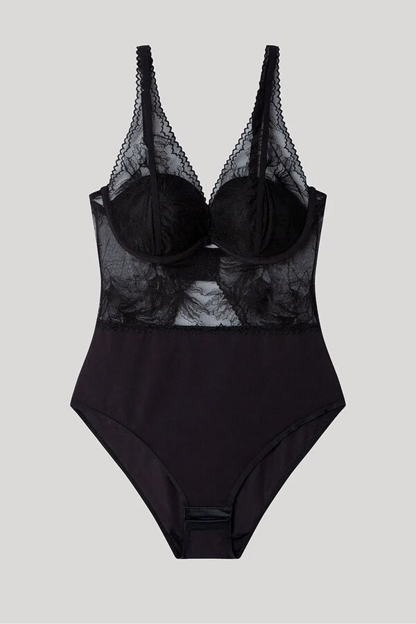 Gisela Body con foam escote en V negro