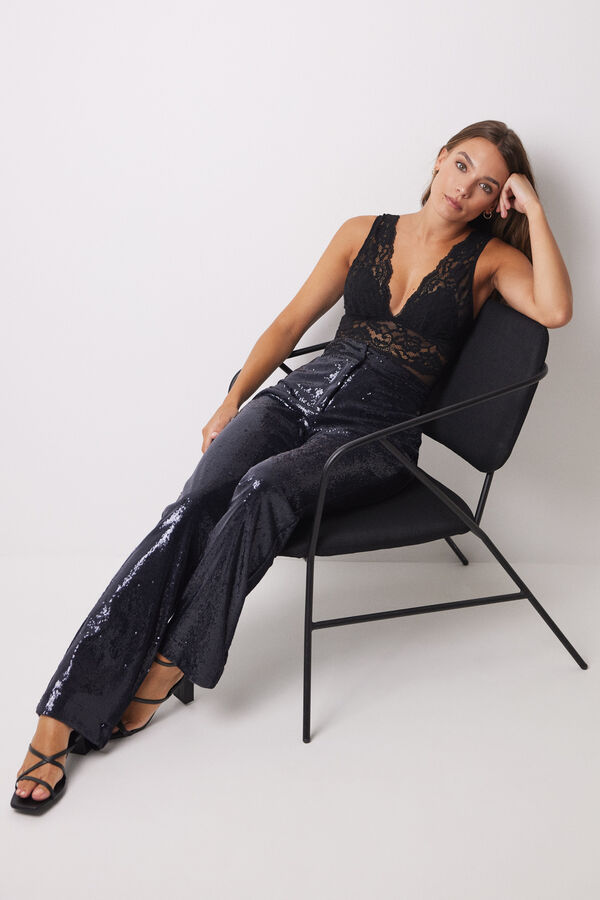 Women'secret Body triangular microfibra y encaje negro negro