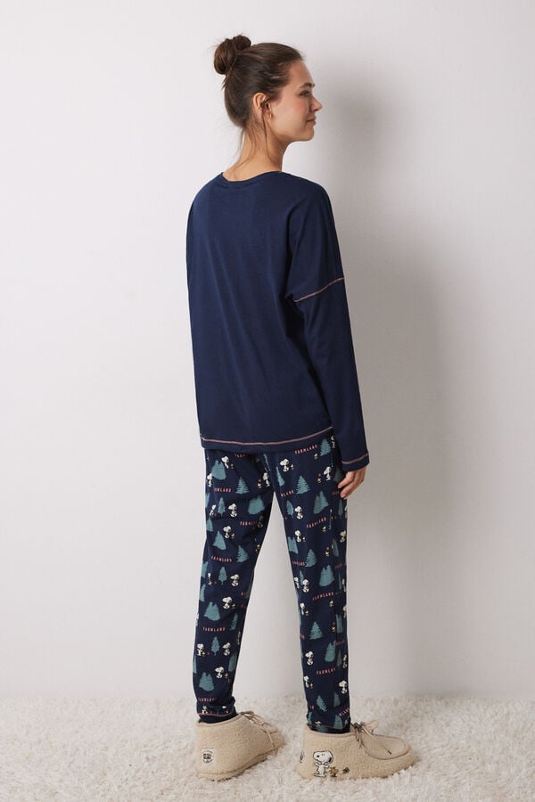 Women'secret Pijama largo 100% algod&oacute;n azul Snoopy azul