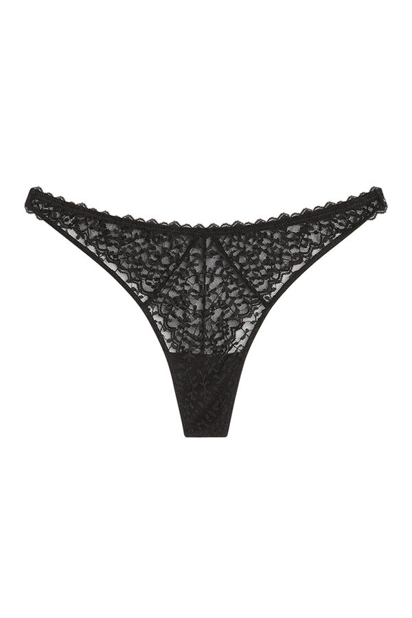 Women'secret Tanga encaje negro negro