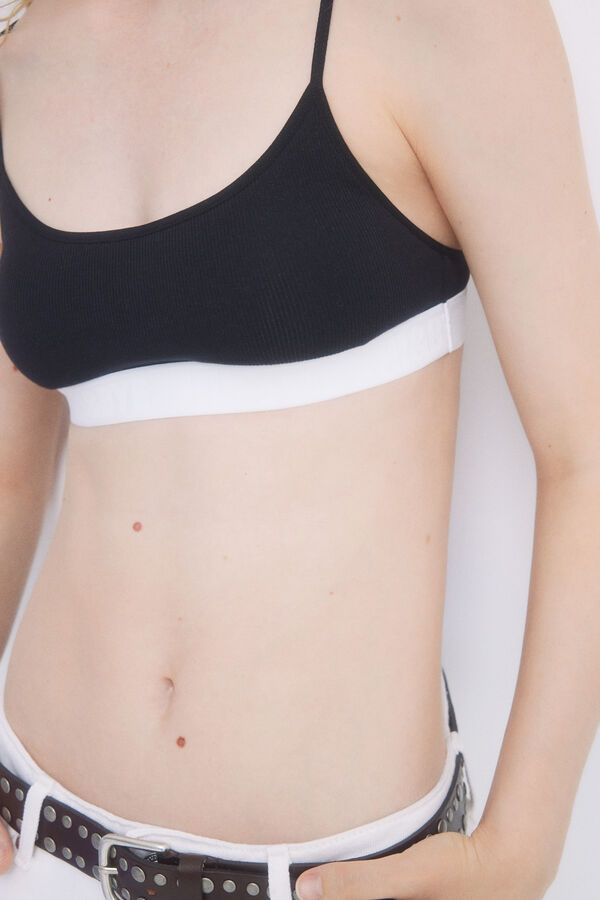 HI&BYE Soutien top algodão preto preto
