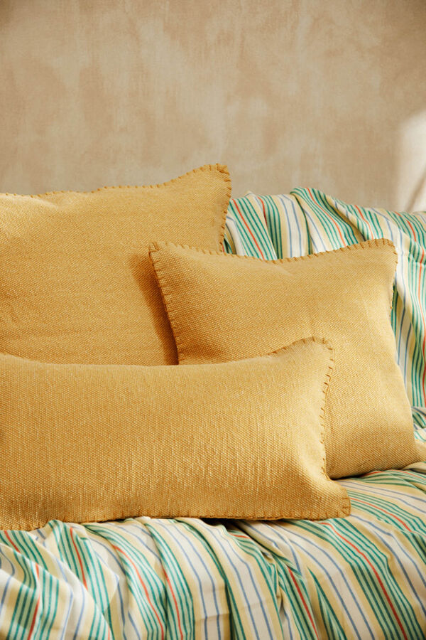 Calma House Capa de almofada de algodão Dhurrie amarelo Asana amarelo