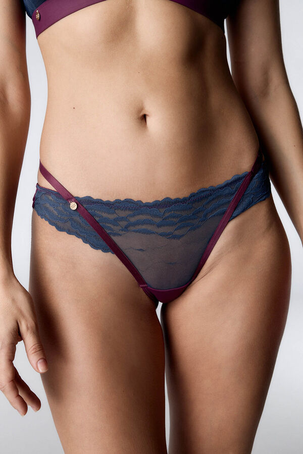 Black Limba Tanga Cleo Steel Blue azul