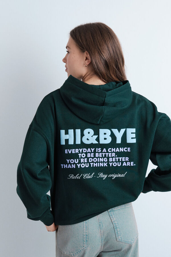 HI&BYE Sudadera capucha felpa verde verde