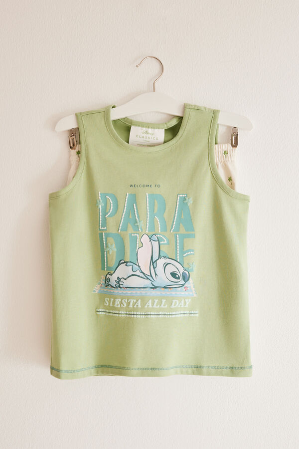 Women'secret Pijama infantil 100% algod&atilde;o Stitch verde