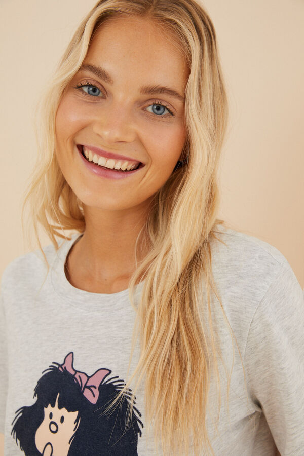 Women'secret Pijama 100% algod&oacute;n Mafalda gris