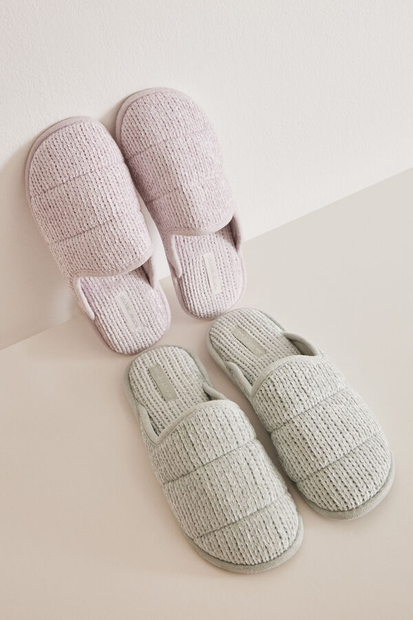 Women'secret Chinelos de quarto chenille roxo rosa