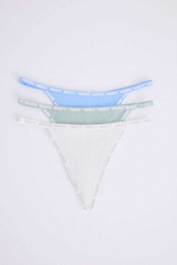 HI&BYE Pack 3 tangas tira azul, verde, blanco blanco