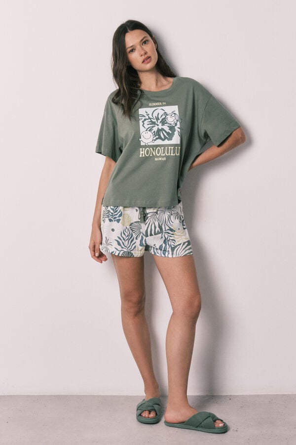 Women'secret Pijama curto de manga curta verde Little Miss&trade; caqui